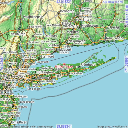 Topographic map of Miller Place