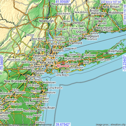 Topographic map of Mineola