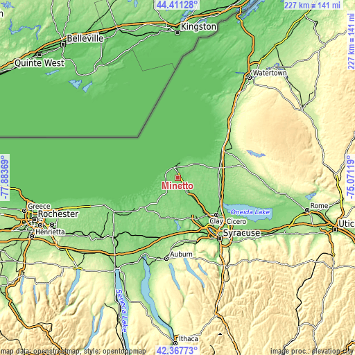 Topographic map of Minetto