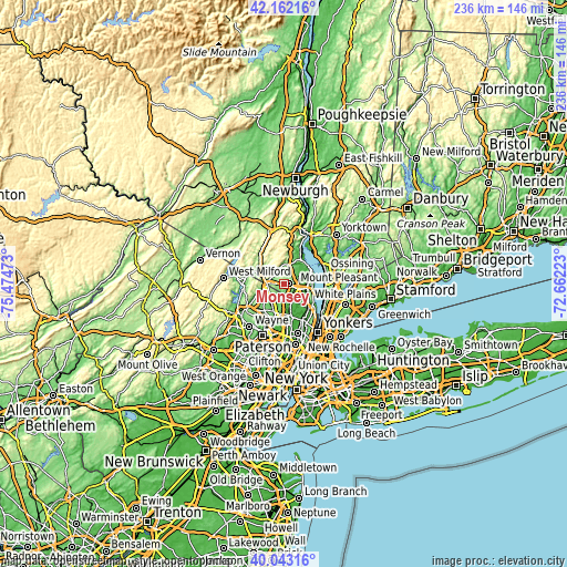 Topographic map of Monsey