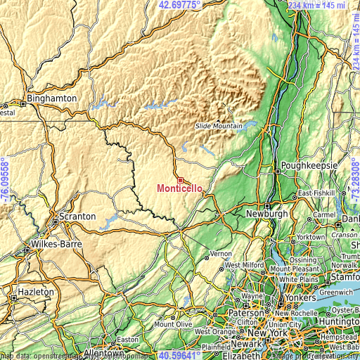 Topographic map of Monticello