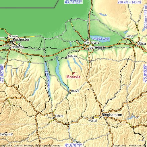 Topographic map of Moravia
