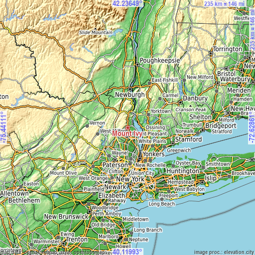 Topographic map of Mount Ivy