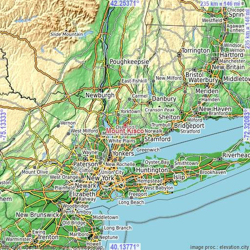 Topographic map of Mount Kisco