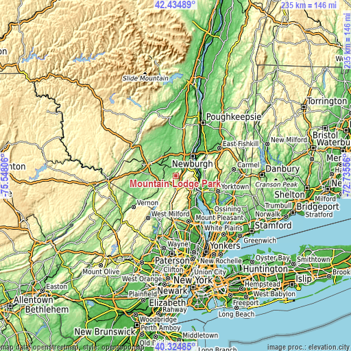 Topographic map of Mountain Lodge Park