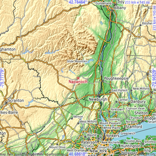 Topographic map of Napanoch