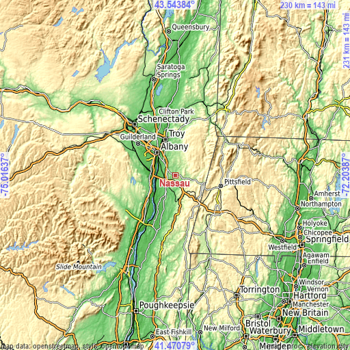 Topographic map of Nassau