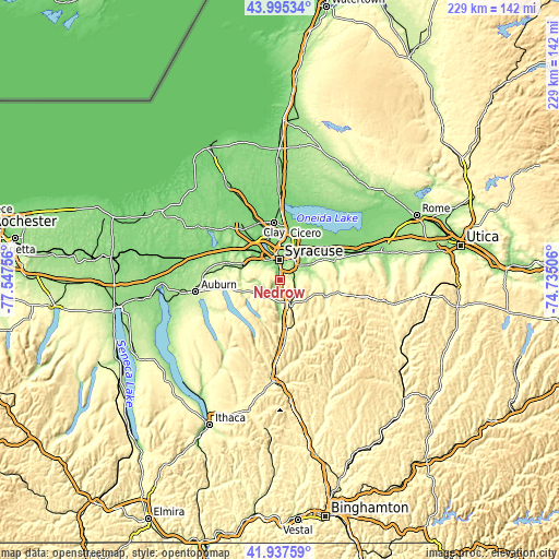 Topographic map of Nedrow