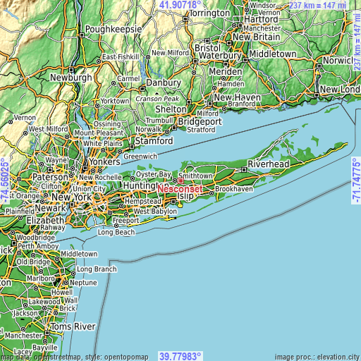 Topographic map of Nesconset