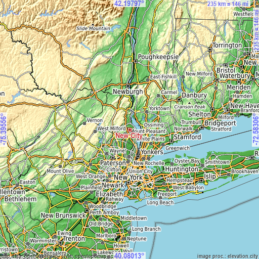 Topographic map of New City