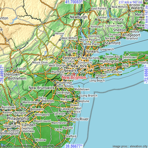 Topographic map of New Brighton