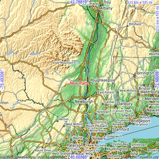 Topographic map of New Paltz