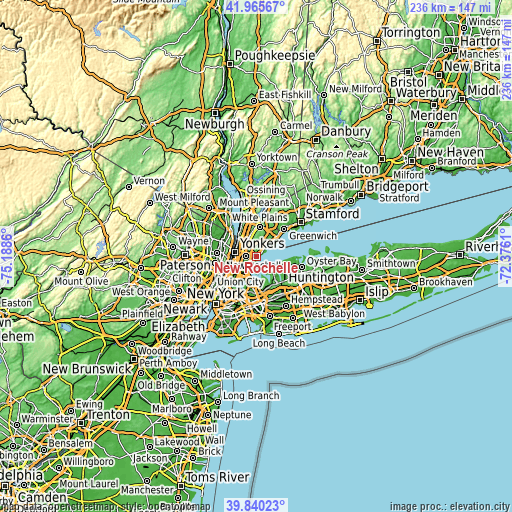 Topographic map of New Rochelle