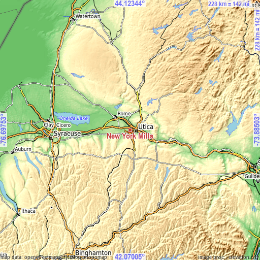 Topographic map of New York Mills