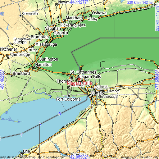 Topographic map of Niagara Falls