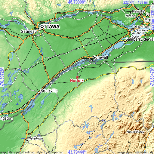 Topographic map of Norfolk