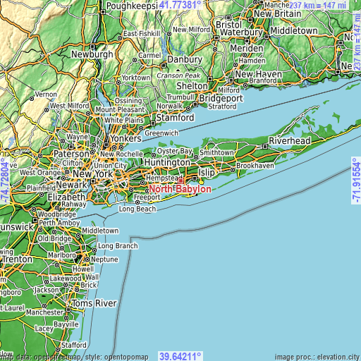 Topographic map of North Babylon