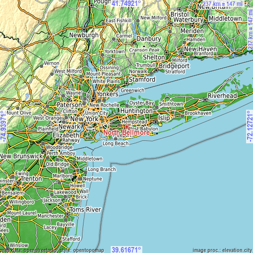 Topographic map of North Bellmore