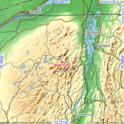 Topographic map of North Elba