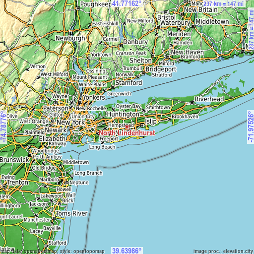 Topographic map of North Lindenhurst