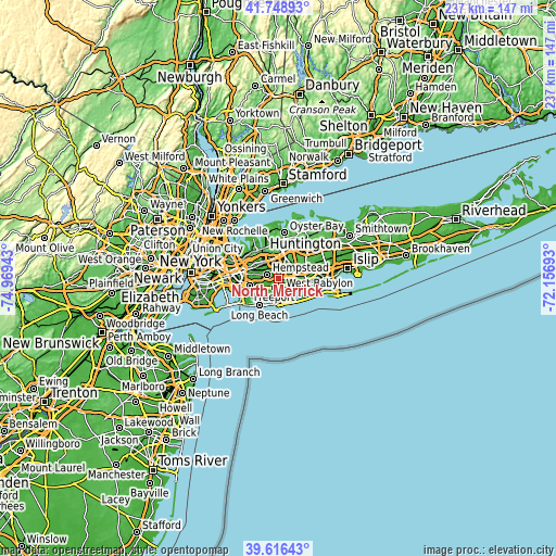 Topographic map of North Merrick