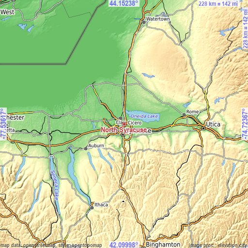 Topographic map of North Syracuse