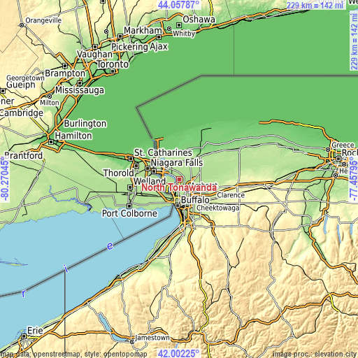 Topographic map of North Tonawanda