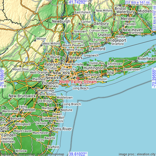 Topographic map of North Valley Stream