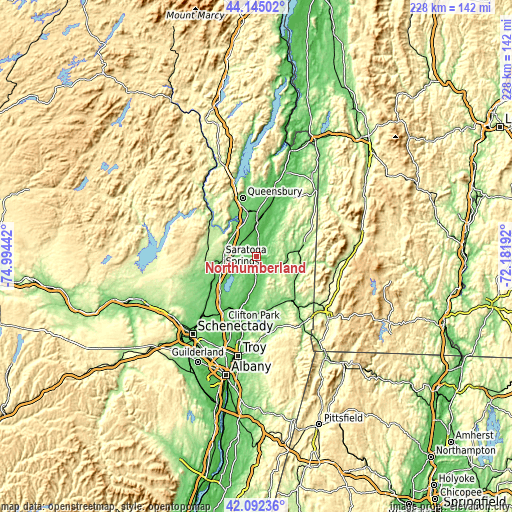 Topographic map of Northumberland