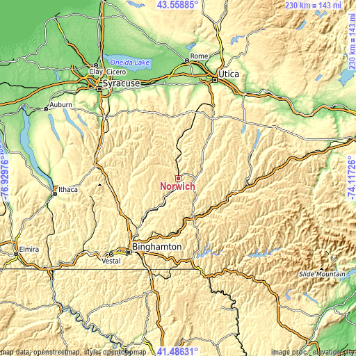 Topographic map of Norwich