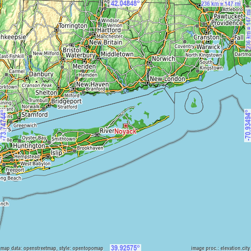 Topographic map of Noyack