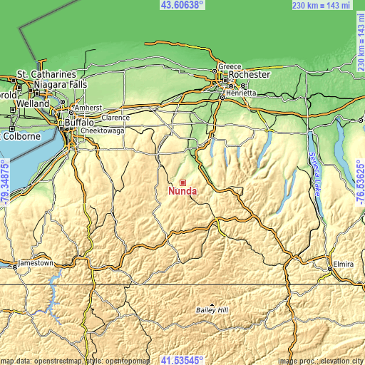 Topographic map of Nunda