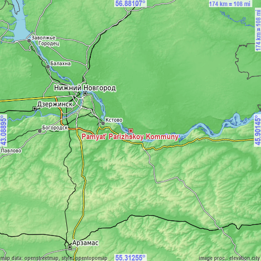 Topographic map of Pamyat’ Parizhskoy Kommuny