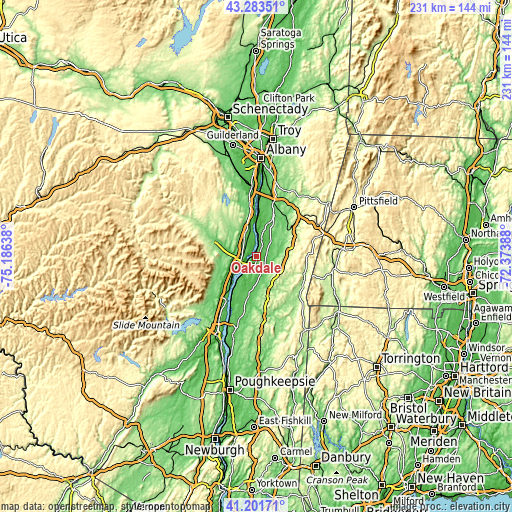 Topographic map of Oakdale