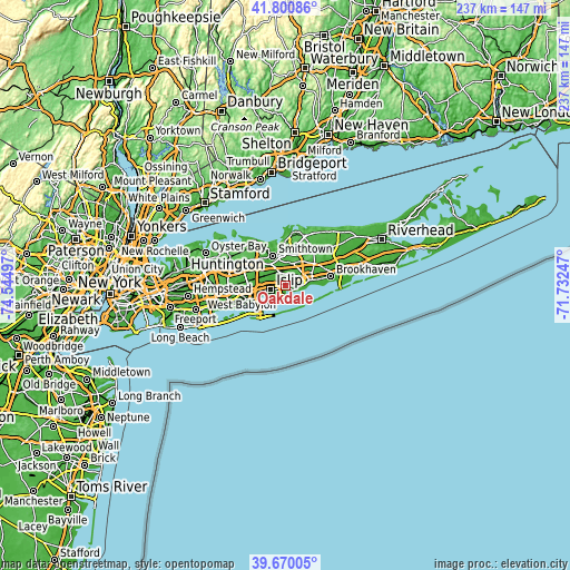 Topographic map of Oakdale