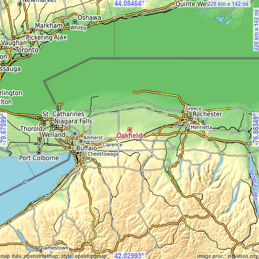 Topographic map of Oakfield