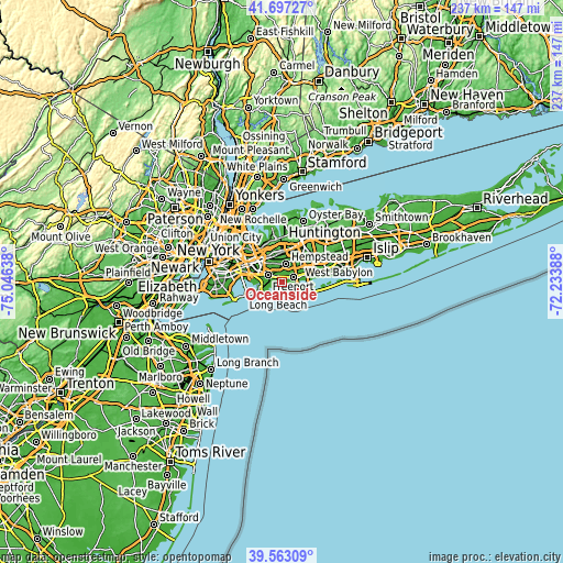 Topographic map of Oceanside