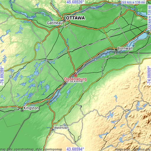 Topographic map of Ogdensburg