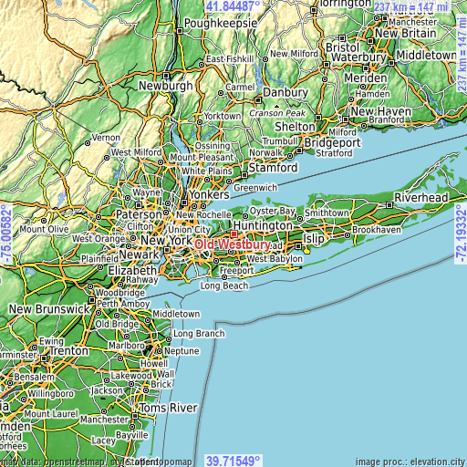 Topographic map of Old Westbury