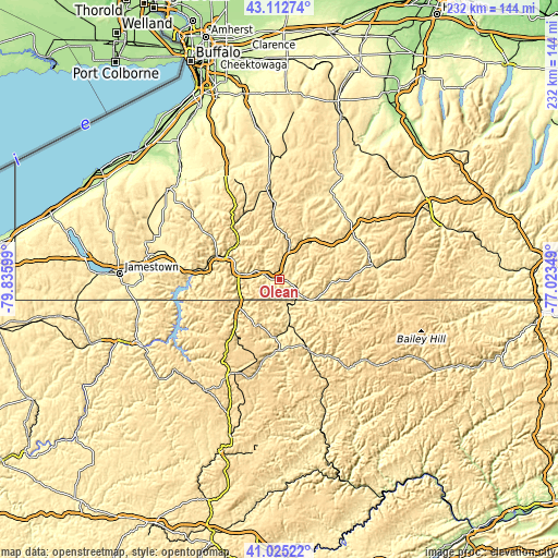 Topographic map of Olean