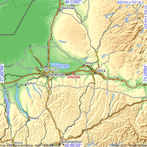 Topographic map of Oneida