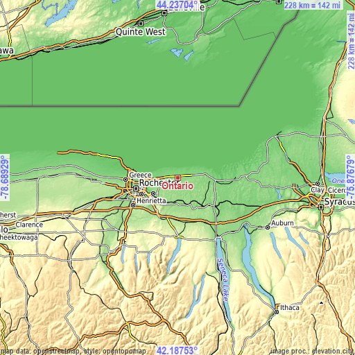 Topographic map of Ontario