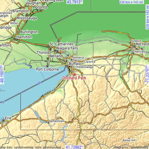 Topographic map of Orchard Park