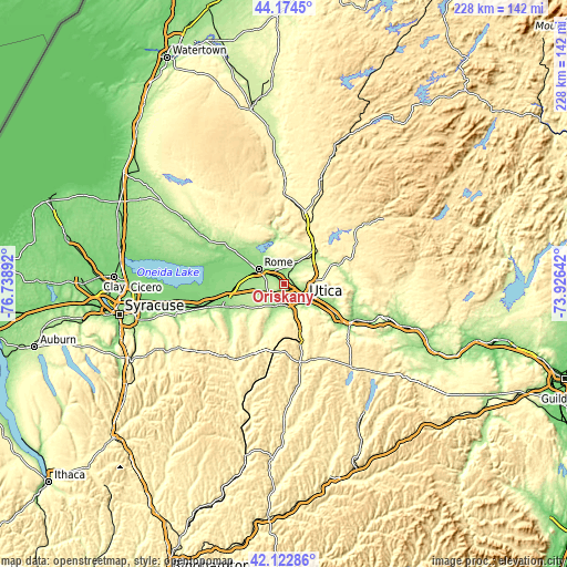 Topographic map of Oriskany