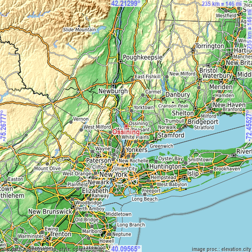 Topographic map of Ossining