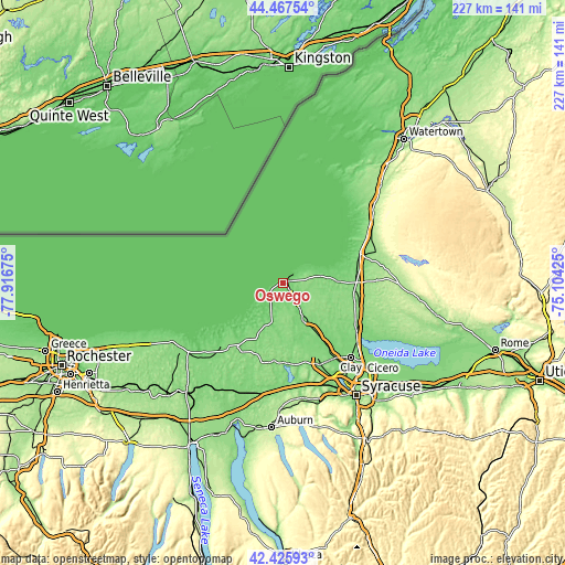 Topographic map of Oswego