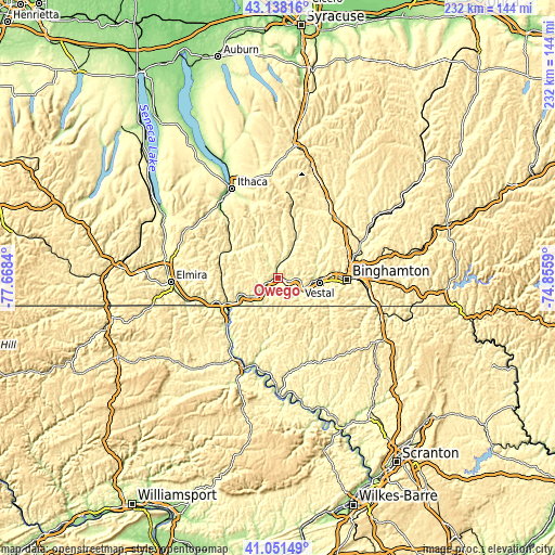 Topographic map of Owego