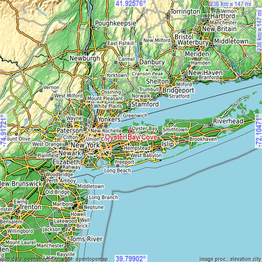 Topographic map of Oyster Bay Cove