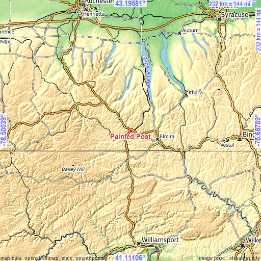 Topographic map of Painted Post