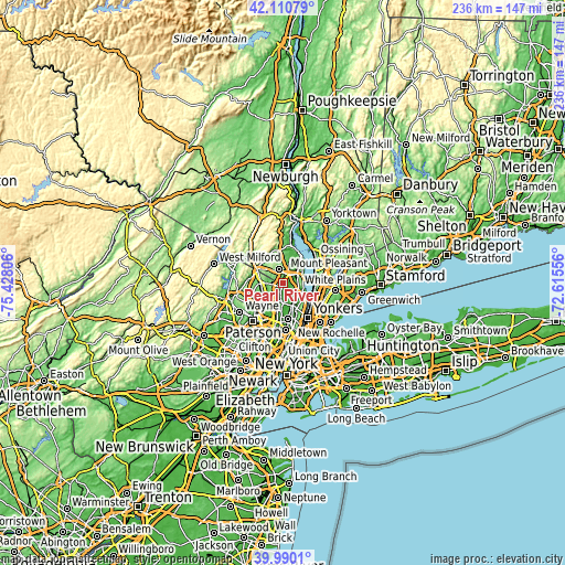 Topographic map of Pearl River